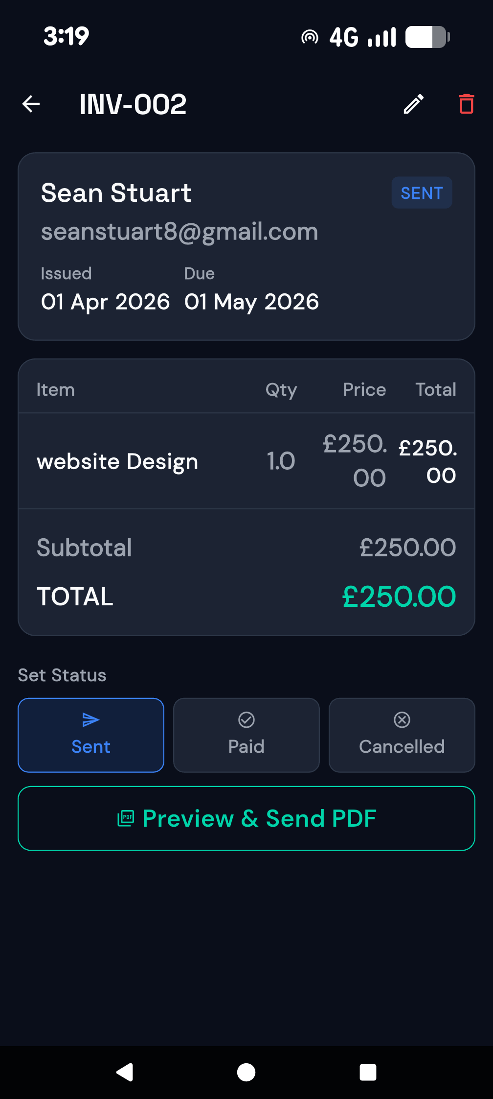 BizTracker App Screenshot 